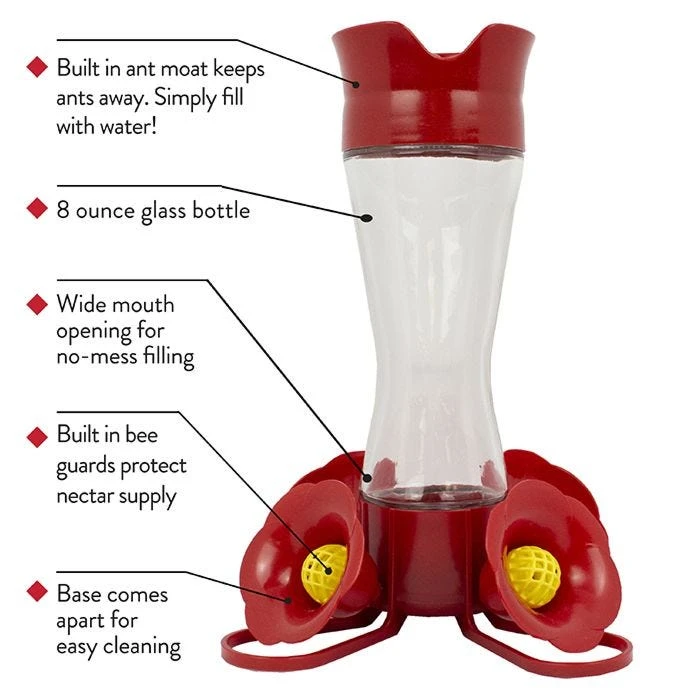 Perky-PetĀ® Pinch-Waist Glass Hummingbird Feeder - 8 Oz Nectar Capacity - Image 10