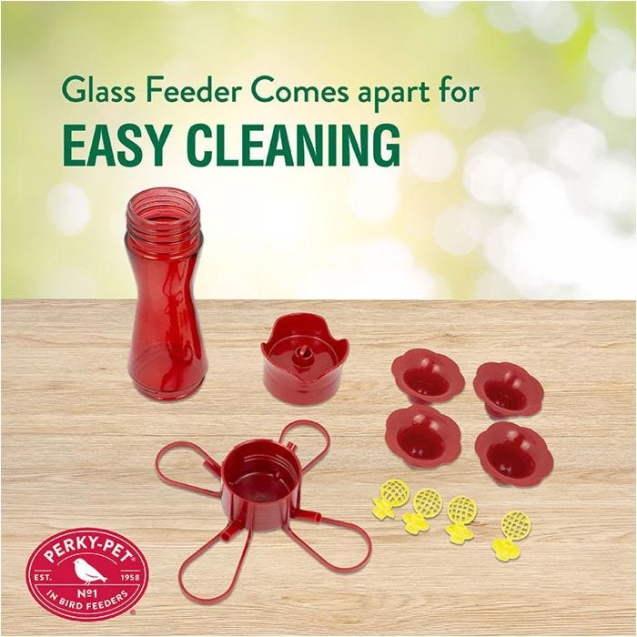 Perky-Pet® Pinch-Waist Red Glass Hummingbird Feeder - 8 Oz Nectar Capacity - Image 4