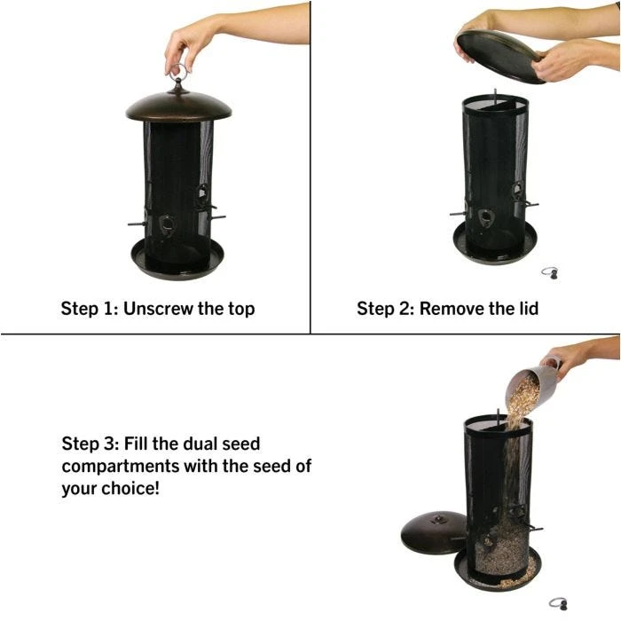More Birds® Giant Combo Dual Compartment Sunflower/Thistle Screen Bird Feeder - 11 Lb - Image 3