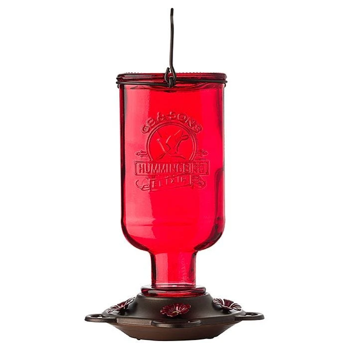 More Birds® Elixir Glass Hummingbird Feeder - 13 Oz - Red - Image 2