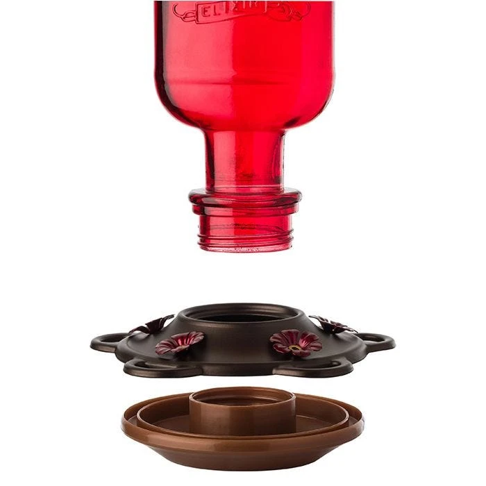 More Birds® Elixir Glass Hummingbird Feeder - 13 Oz - Red - Image 5