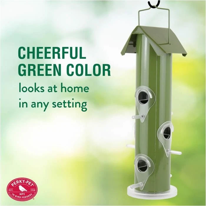 Perky-Pet® Green Metal Tube Wild Bird Feeder - Image 3