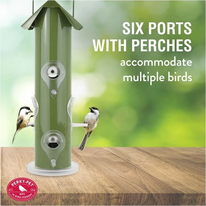 Perky-Pet® Green Metal Tube Wild Bird Feeder - Image 4
