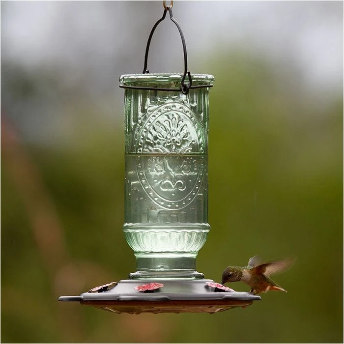 More Birds® Vintage Glass Hummingbird Feeder - 20 Oz - Green