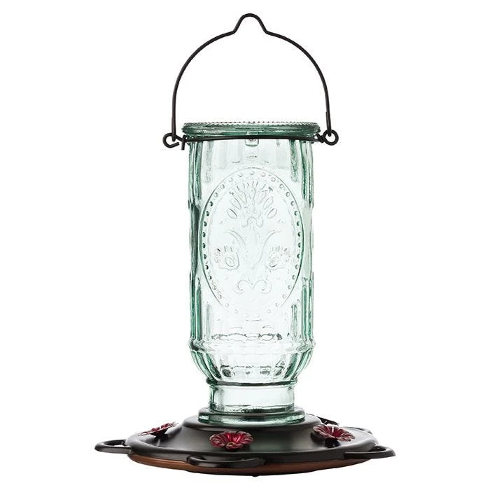 More Birds® Vintage Glass Hummingbird Feeder - 20 Oz - Green - Image 2