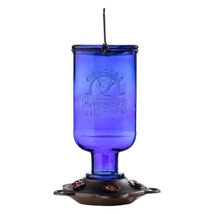 More Birds® Elixir Glass Hummingbird Feeder - 13 Oz - Blue - Image 2