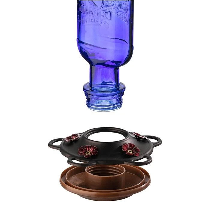 More Birds® Elixir Glass Hummingbird Feeder - 13 Oz - Blue - Image 5