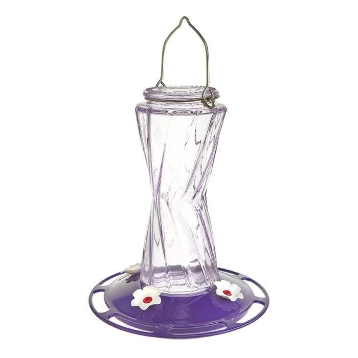 More Birds® Bohemian Glass Hummingbird Feeder With Bee Guard Nectar Ports - 20 Oz - Purple - Image 2