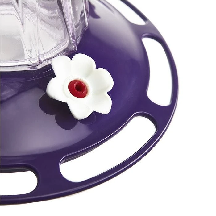 More Birds® Bohemian Glass Hummingbird Feeder With Bee Guard Nectar Ports - 20 Oz - Purple - Image 3
