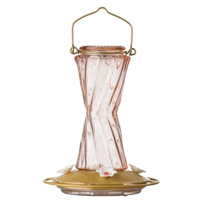 More Birds® Bohemian Glass Hummingbird Feeder With Bee Guard Nectar Ports - 20 Oz - Gold - Image 2