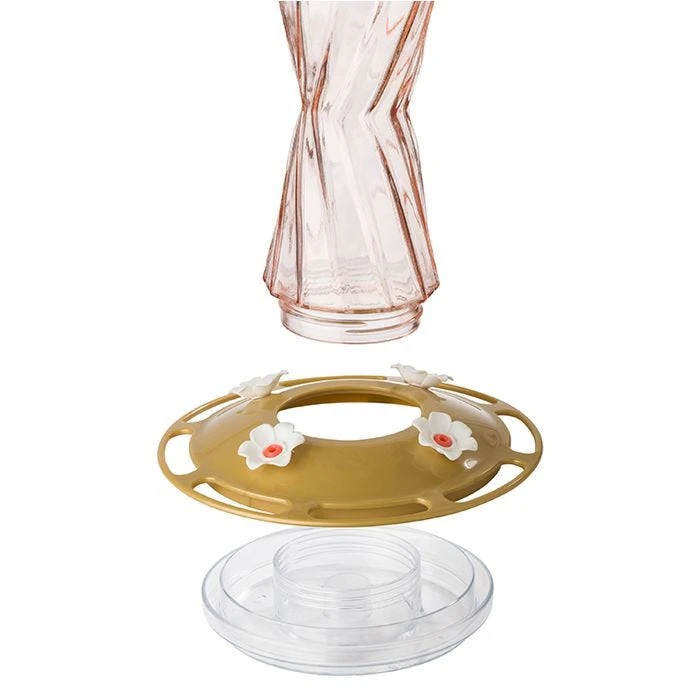 More Birds® Bohemian Glass Hummingbird Feeder With Bee Guard Nectar Ports - 20 Oz - Gold - Image 5