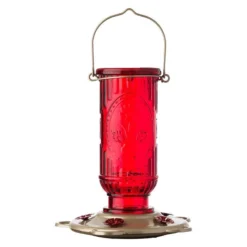 More Birds® Vintage Glass Hummingbird Feeder, Red - 20 Oz