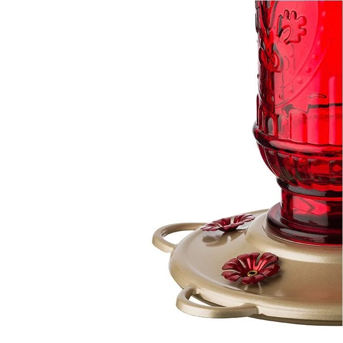 More Birds® Vintage Glass Hummingbird Feeder, Red - 20 Oz - Image 2