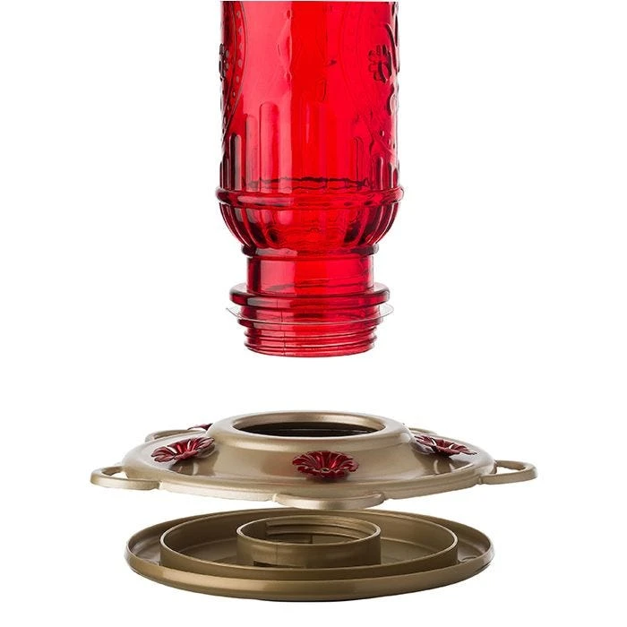 More Birds® Vintage Glass Hummingbird Feeder, Red - 20 Oz - Image 5