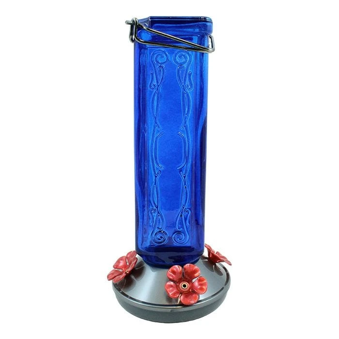 More Birds® Kristina Blue Glass Hummingbird Feeder, 19 Oz - Image 2