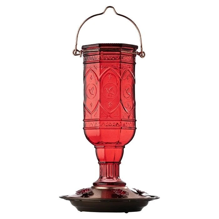 More Birds® Jewel Glass Hummingbird Feeder, Red - 20 Oz - Image 2