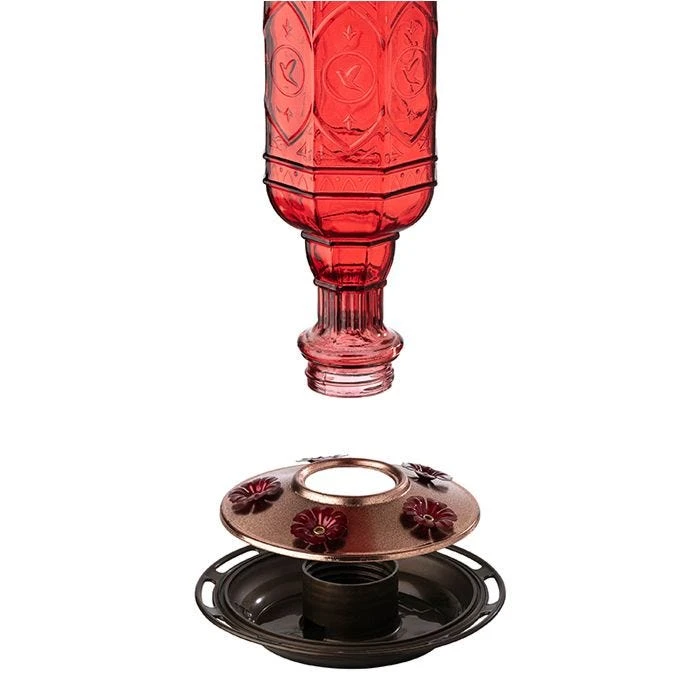 More Birds® Jewel Glass Hummingbird Feeder, Red - 20 Oz - Image 5