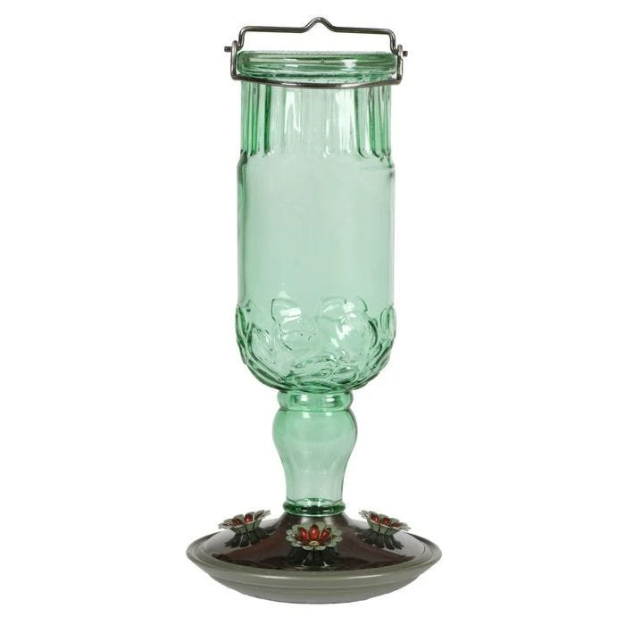 Perky-Pet® Green Antique Glass Bottle Hummingbird Feeder - 24 Oz Nectar Capacity - Image 2