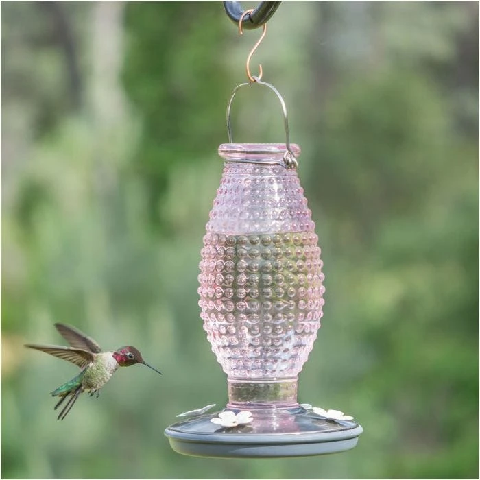 Perky-Pet® Cranberry Hobnail Vintage Glass Hummingbird Feeder - Image 3