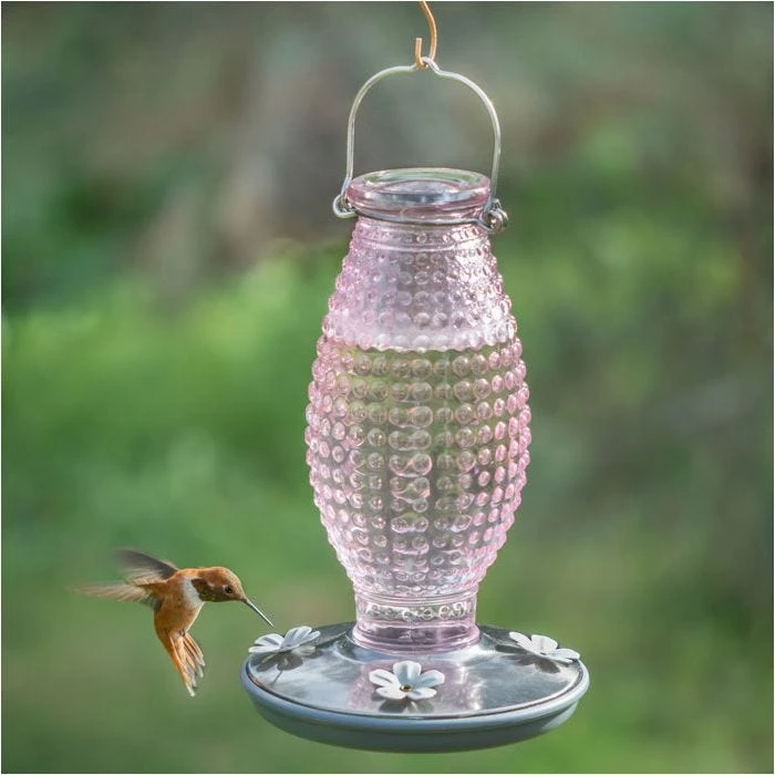 Perky-Pet® Cranberry Hobnail Vintage Glass Hummingbird Feeder