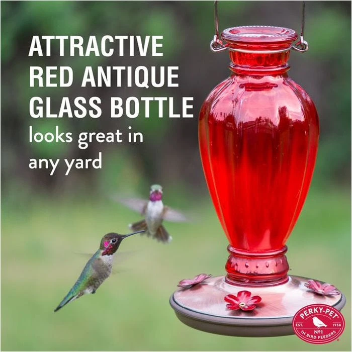 Perky-Pet® Daisy Vase Vintage Glass Hummingbird Feeder - Image 2