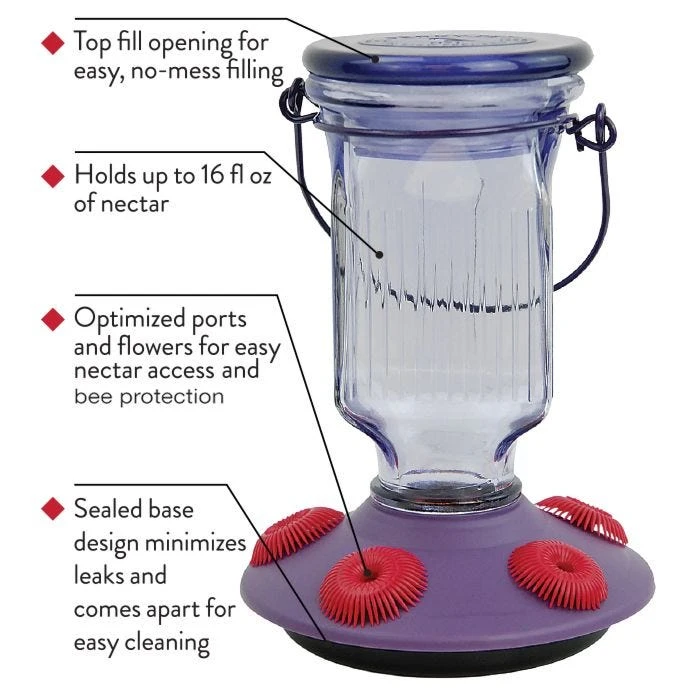 Perky-PetĀ® Lavender Field Top Fill Hummingbird Feeder - Image 15