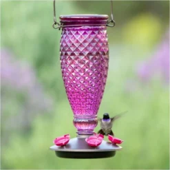 Perky-PetĀ® Diamond Wine Top-Fill Glass Hummingbird Feeder