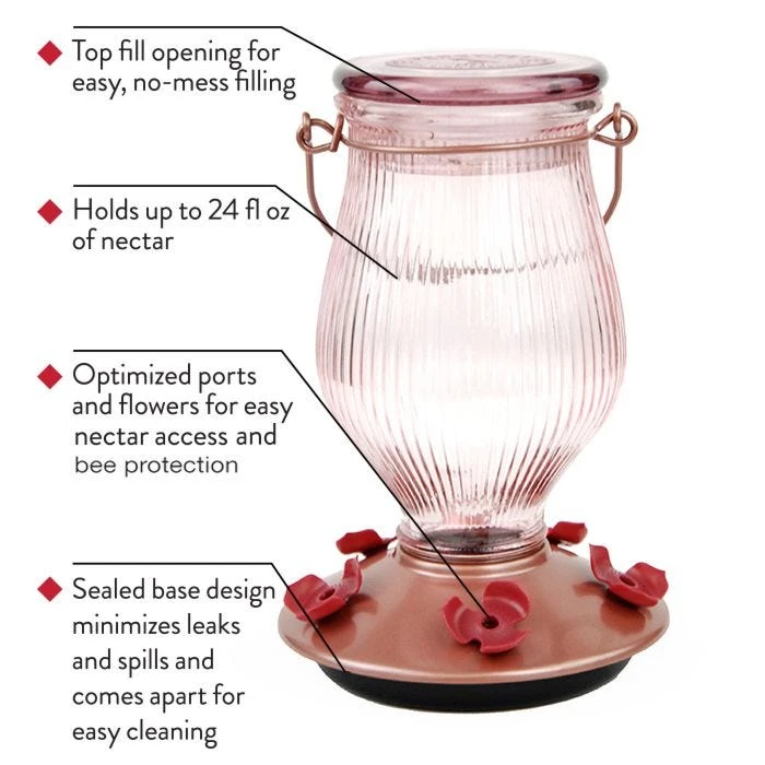 Perky-PetĀ® Rose Gold Top-Fill Glass Hummingbird Feeder - Image 10