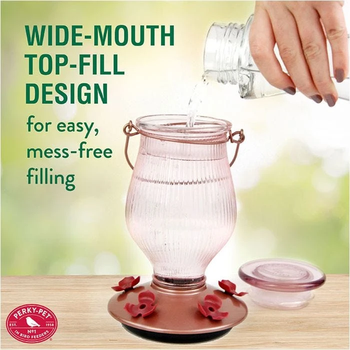 Perky-PetĀ® Rose Gold Top-Fill Glass Hummingbird Feeder - Image 4