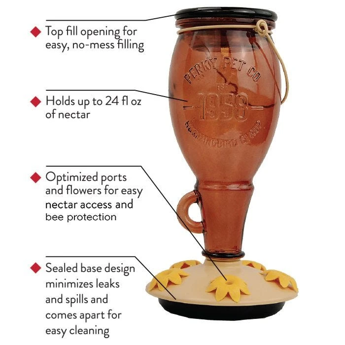 Perky-PetĀ® Sugar Maple Top-Fill Glass Hummingbird Feeder - Image 9