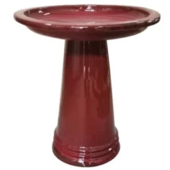 Sariah 20.5" Ceramic Birdbath Red Cocktail
