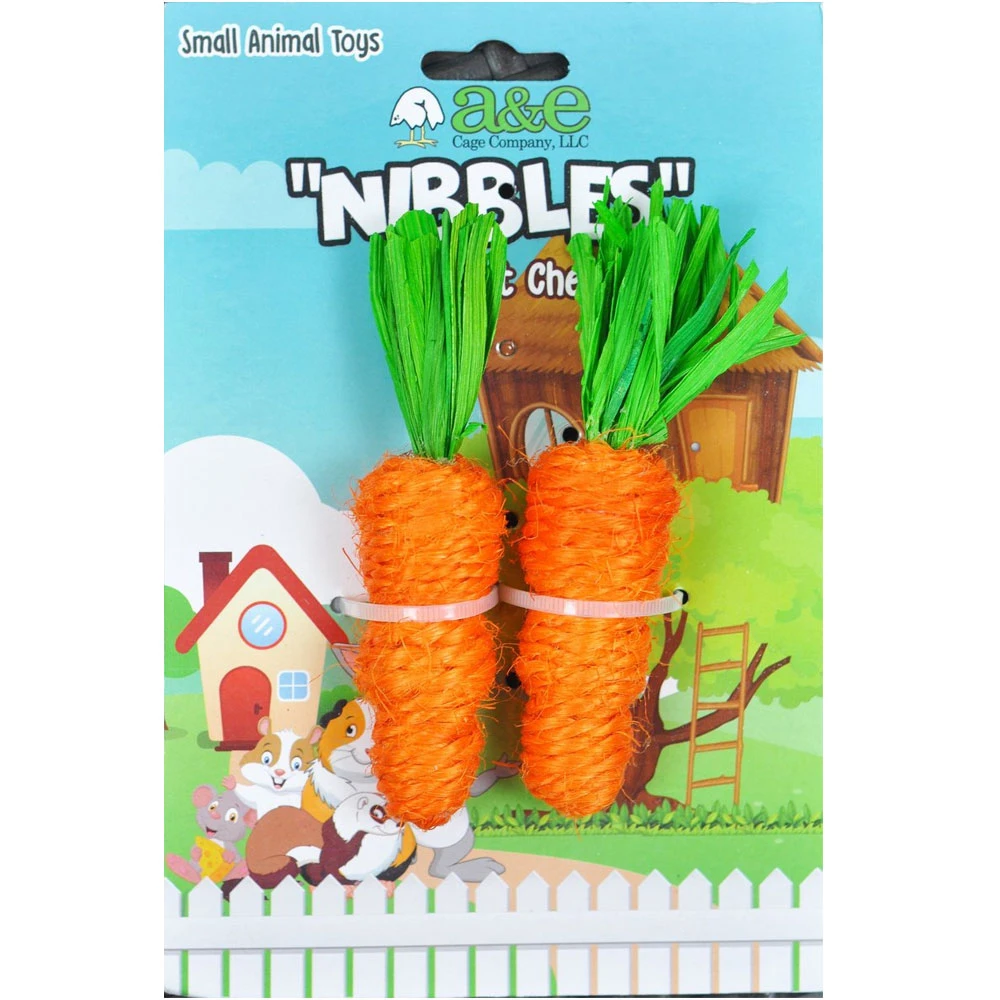 A&E Cage Company Nibbles Loofah Carrot Small Animal Pet Toy, Small