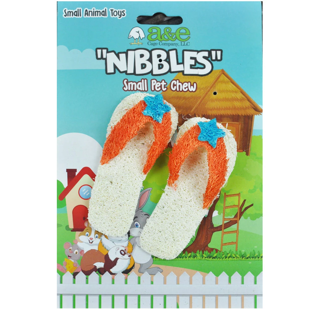 A&E Cage Company Nibbles Loofah Flip Flop Small Pet Toy