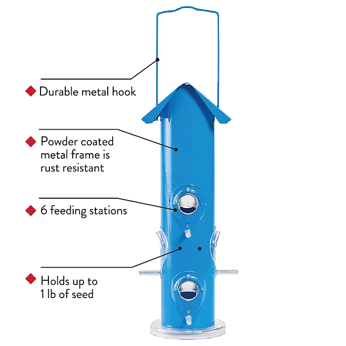 Perky-PetĀ® Blue Metal Tube Wild Bird Feeder - Image 4