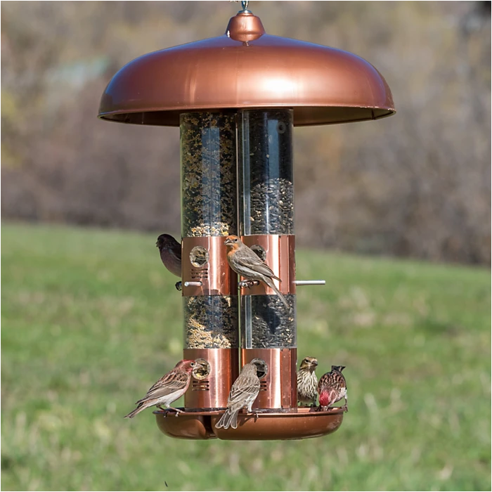 Perky-Pet® Copper Finish Triple Tube Bird Feeder - Image 2