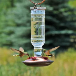 Perky-Pet® Clear Antique Glass Bottle Hummingbird Feeder - 10 Oz Nectar Capacity