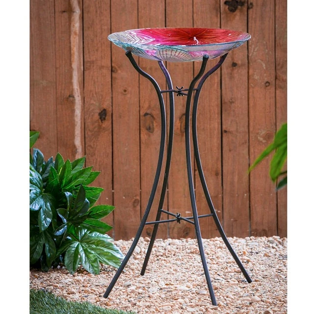 Evergreen Hourglass Shape Metal Bird Bath Stand - Image 2
