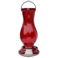 Red Twisted Glass Hummingbird Feeder, 29 Oz.