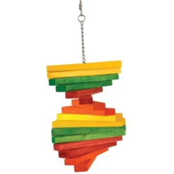 Happy Beaks Toy - Colored Wooden Blocks Spiral