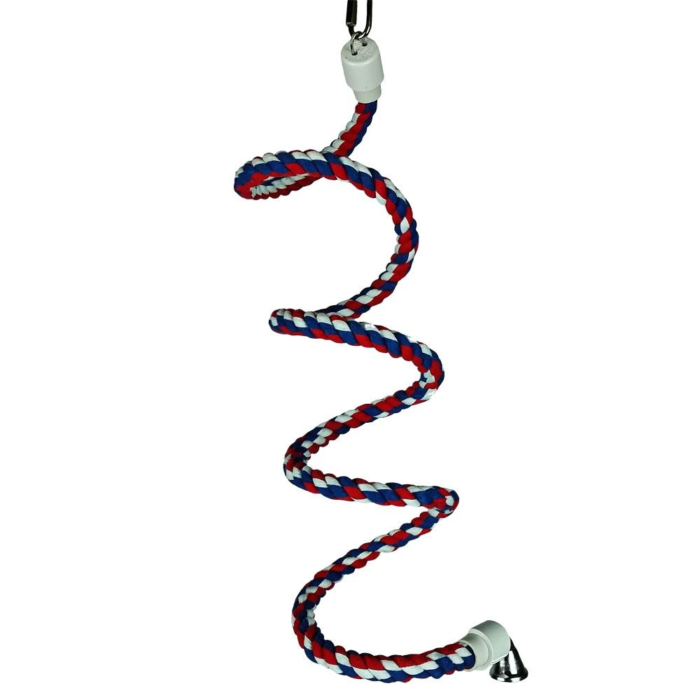Happy Beaks Toy - Rainbow Cotton Rope Boing With Bell (Small)