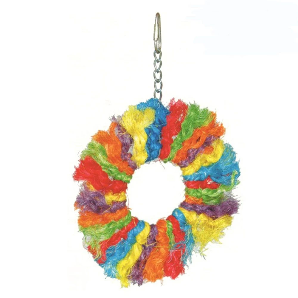 Happy Beaks Toy - Rainbow Sisal Ring (Medium)