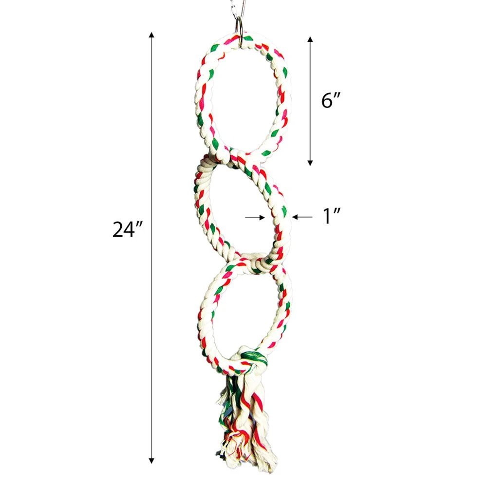 Happy Beaks Toy - Triple Cotton Ring Rope Swing - Image 2