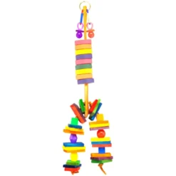 Happy Beaks Toy - Wooden Spoon With Bagels, Blocks & Beads