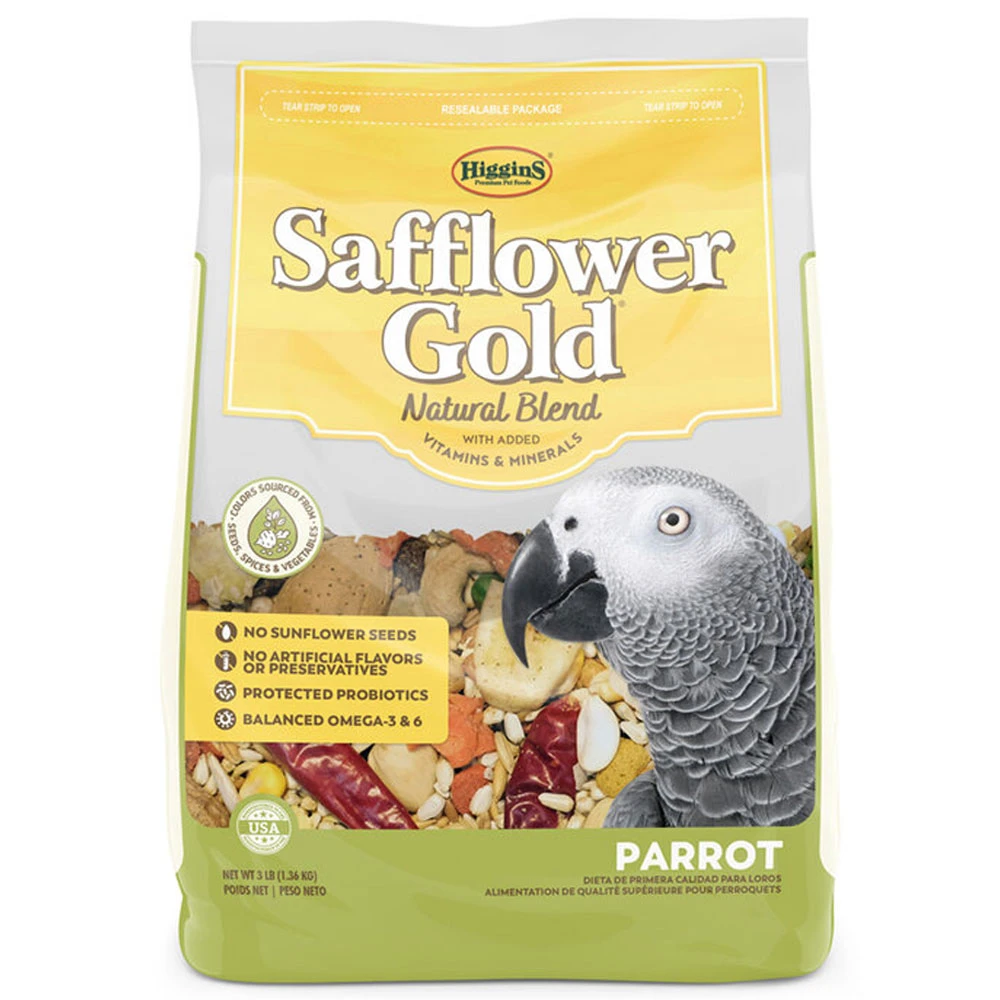 Higgins Safflower Gold Parrot Food, 3-lb Bag