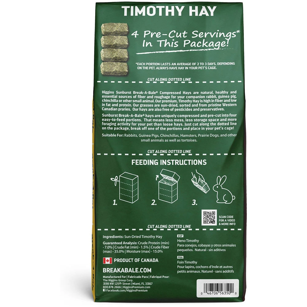 Higgins Sunburst Break-A-Bale Timothy Hay Small Animal Food, 35-oz Bag - Image 3