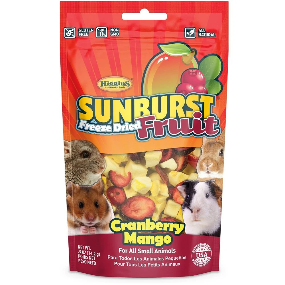 Higgins Sunburst Freeze Dried Fruit Cranberry Mango Small Animals Treats, .5-oz Bag