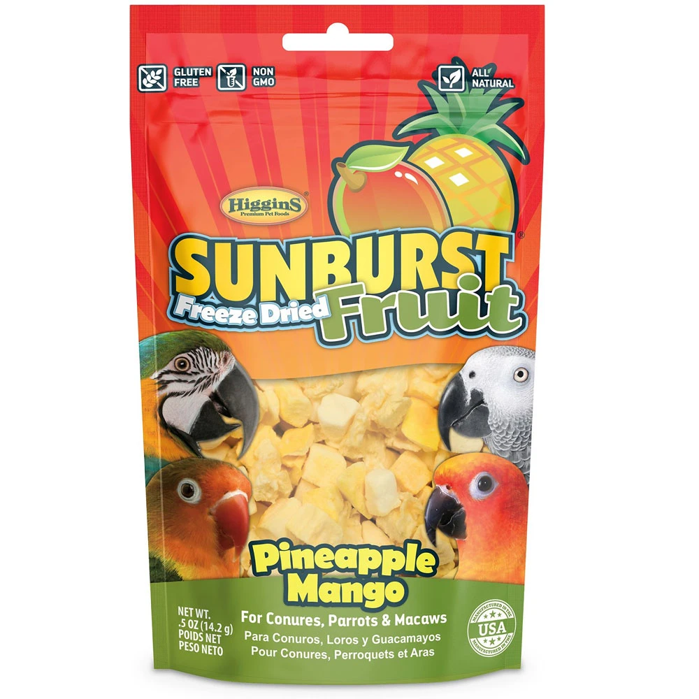Higgins Sunburst Freeze Dried Fruit Pineapple Mango Bird Treats, .5-oz Bag