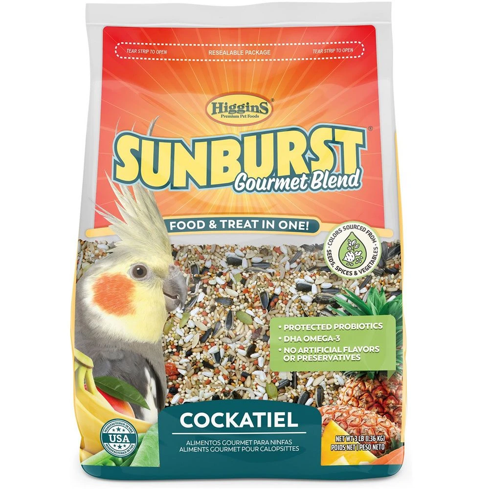 Higgins Sunburst Gourmet Blend Cockatiel Food, 3-lb Bag