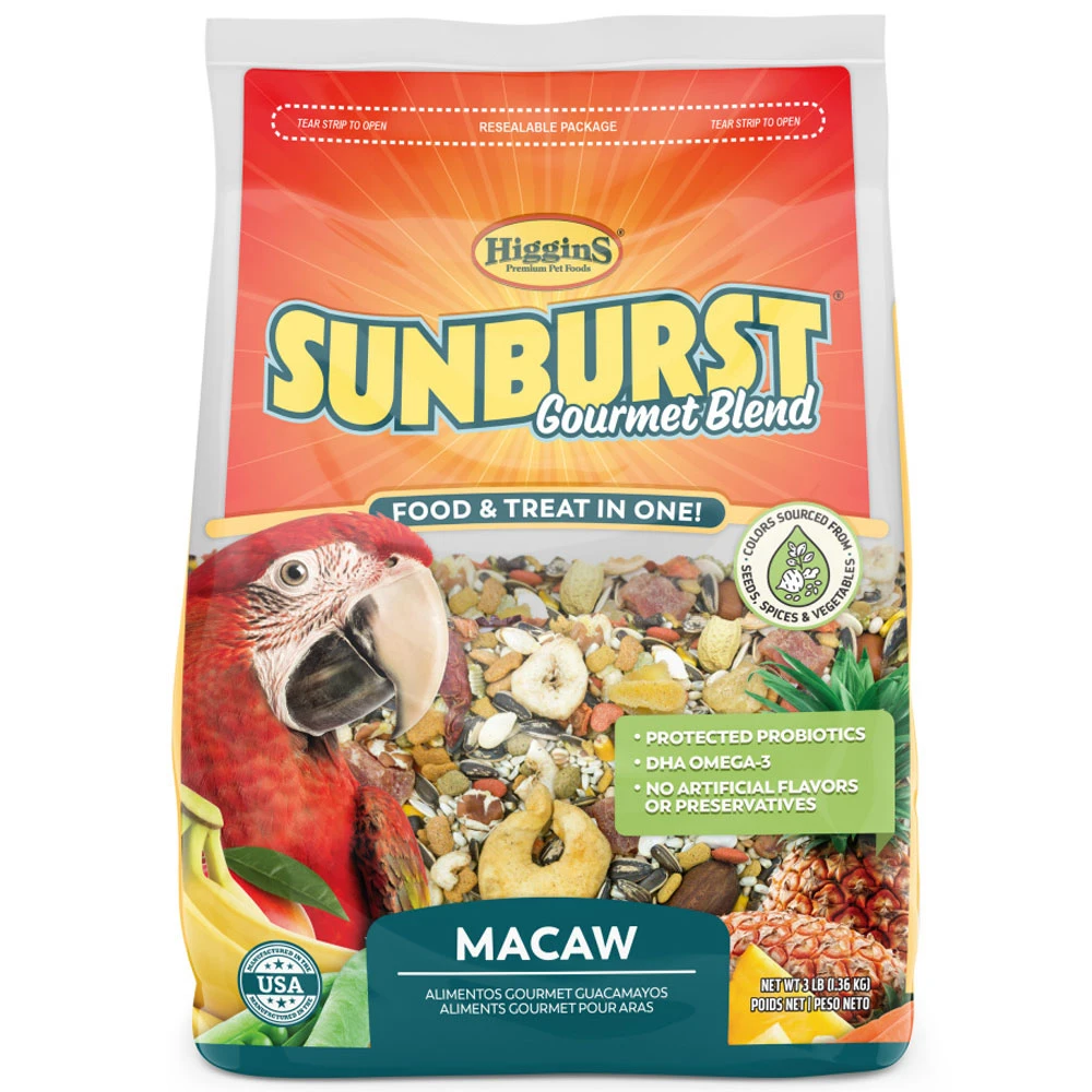 Higgins Sunburst Gourmet Blend Macaw Food, 3-lb Bag