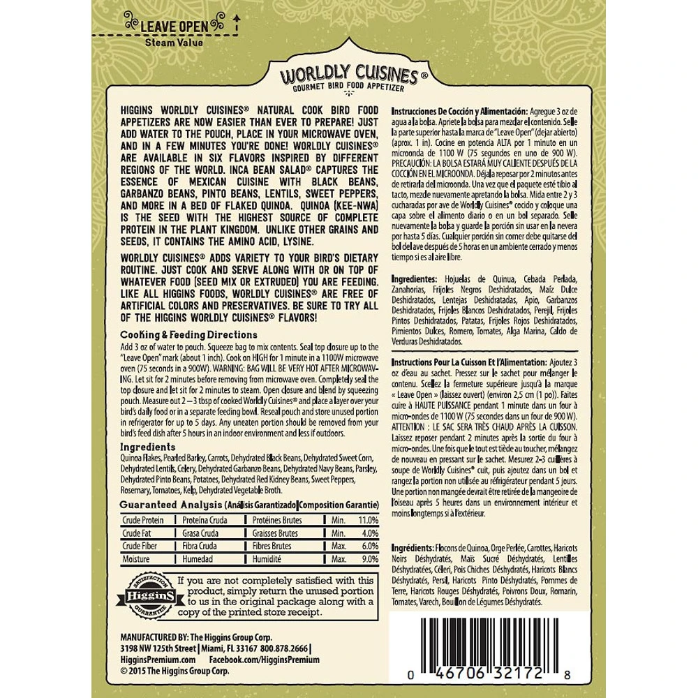 Higgins Worldly Cuisines Inca Bean Salad Bird Treats, 2-oz - Image 4